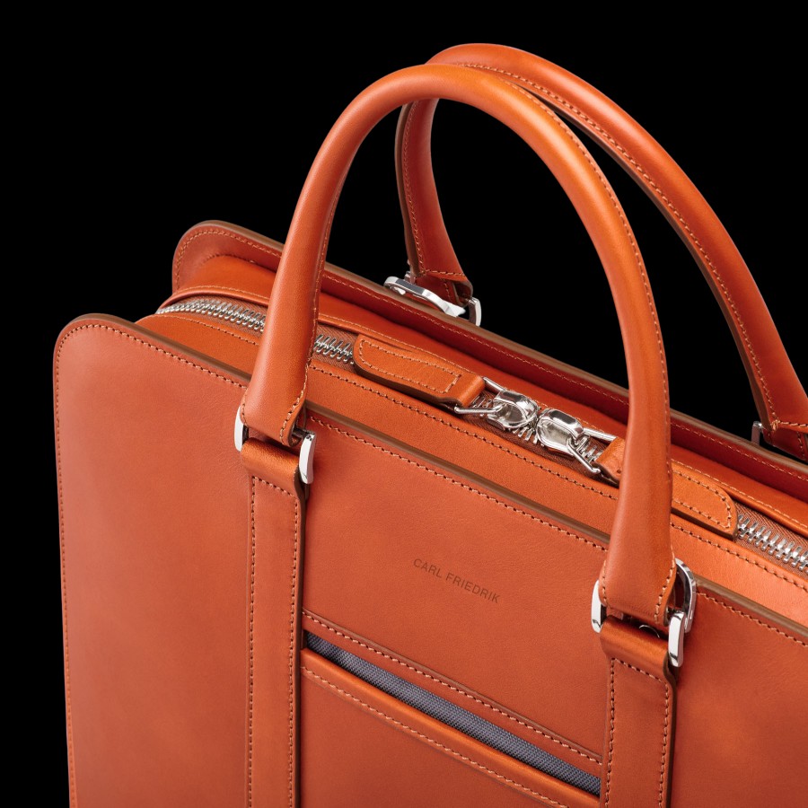 Carl Friedrik Cognac Vachetta Leather Pailissy Briefcase Hot