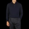 Gran Sasso Navy Extra Fine Merino Wool Polo Shirt Clearance