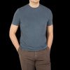 Majestic Filatures Metal Blue Cotton Stretch T-Shirt New