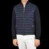 Herno Dark Blue Wool Silk Nylon Padded Jacket Clearance