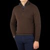 Filippo de Laurentiis Dark Brown Wool Cashmere 1/4 Zip Sweater Hot