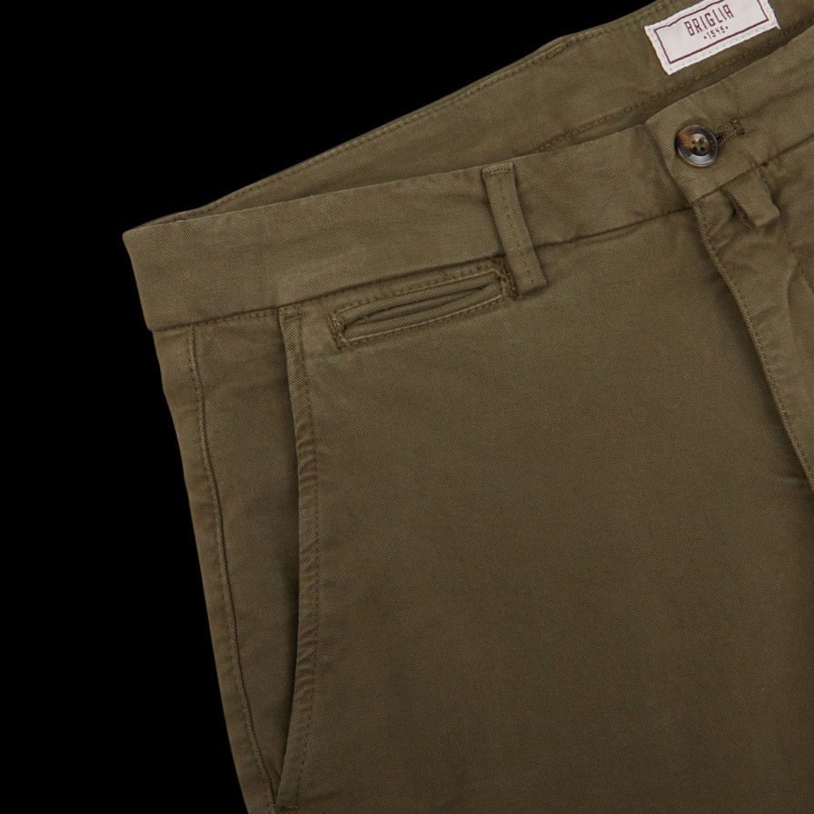 Briglia Moss Green Cotton Stretch Bg32 Casual Chinos New