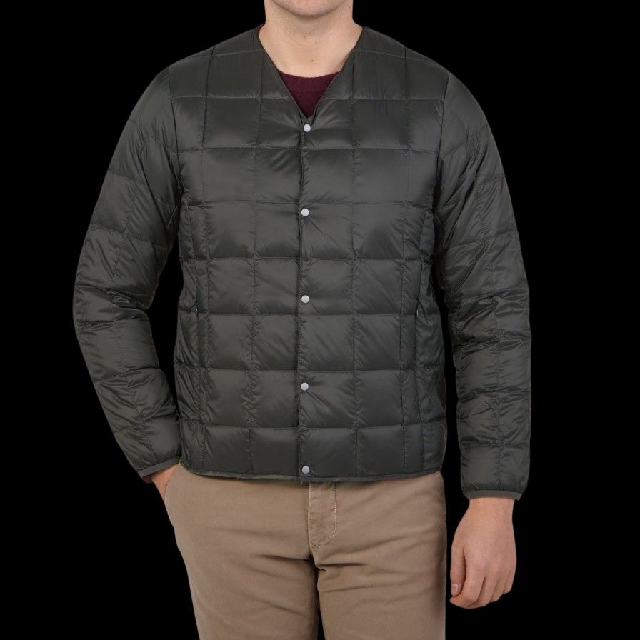 Taion Charcoal Grey Nylon Down Padded Jacket Wholesale