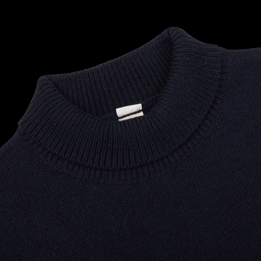 G.R.P Navy Blue Wool Cashmere Mock Neck Sweater Hot