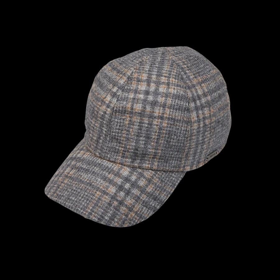 Wigéns Grey Checked Wool Alpaca Baseball Cap New