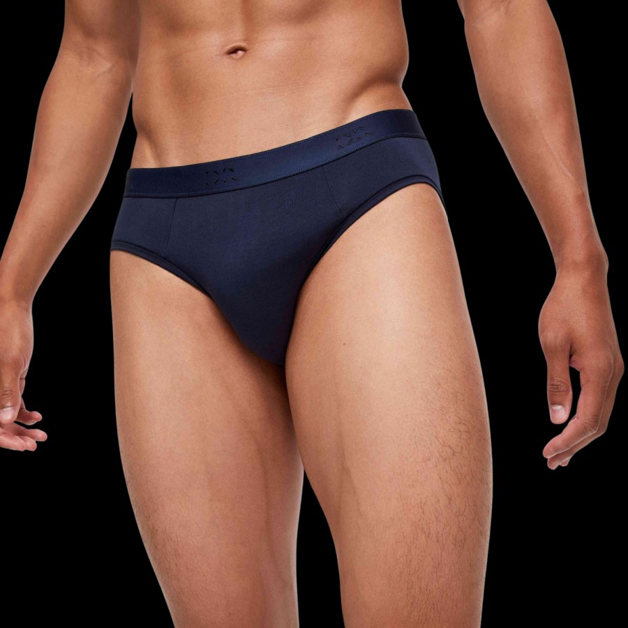 Derek Rose Navy Pima Cotton Stretch Mid Briefs New