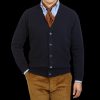 William Lockie Navy Lambswool Button Cardigan Wholesale