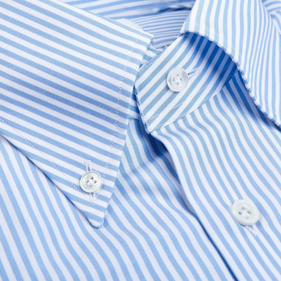 Mazzarelli Light Blue Striped Regular Fit Cotton Shirt Online