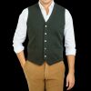 Gran Sasso Green Melange Knitted Merino Wool Waistcoat New