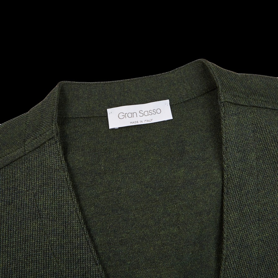 Gran Sasso Green Melange Knitted Merino Wool Waistcoat New