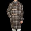 De Bonne Facture Brown Undyed Shepherds Check Wool Duffle Coat Online