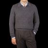 Altea Blue Melange Wool Cashmere Ls Polo Hot