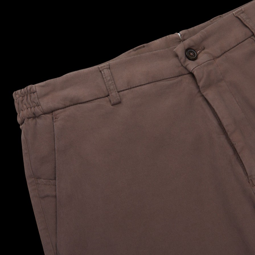 Berwich Chocolate Brown Cotton Stretch Chinos Wholesale