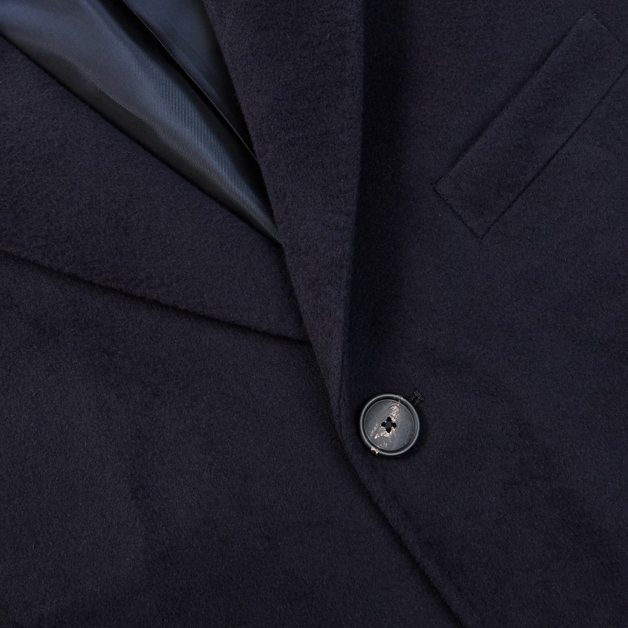 Tagliatore Navy Blue Wool Cashmere Tailored Coat Online