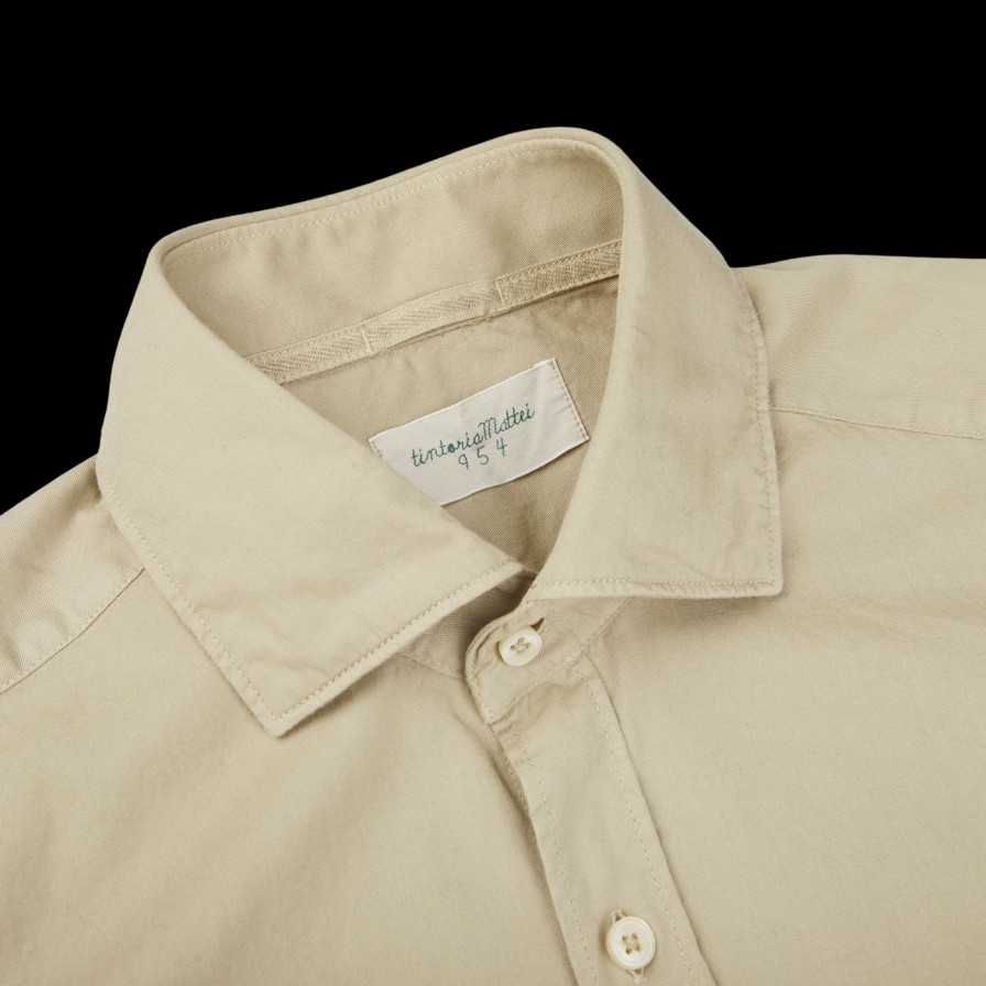 Tintoria Mattei Khaki Beige Overdyed Cotton Poplin Shirt Best