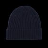 Amanda Christensen Navy Ribbed Cashmere Beanie Clearance