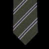 Silvio Fiorello Green Striped Silk Cotton Wool Woven Tie Best