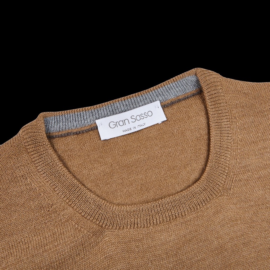 Gran Sasso Camel Beige Extra Fine Merino Crew Neck Best