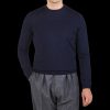 Gran Sasso Navy Extra Fine Merino Crew Neck Clearance