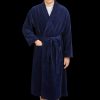 Derek Rose Navy Cotton Velour Towelling Gown Clearance