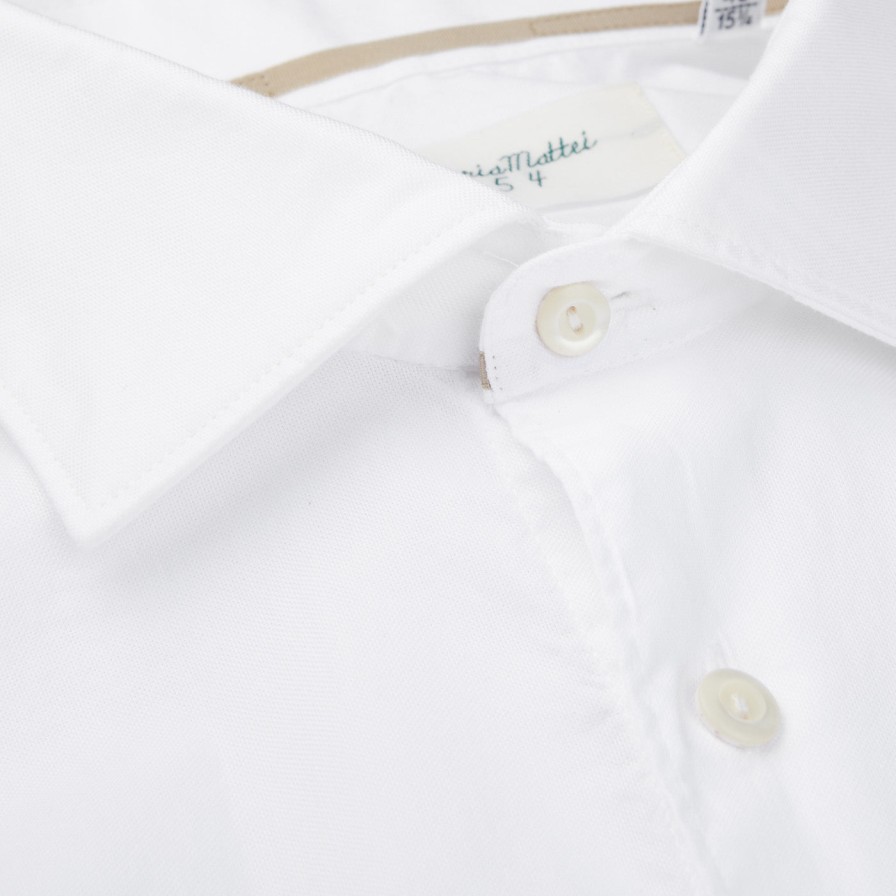 Tintoria Mattei White Cotton Oxford Casual Shirt Online