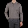 Fedeli Taupe Grey Super 140S Wool Polo Shirt Wholesale