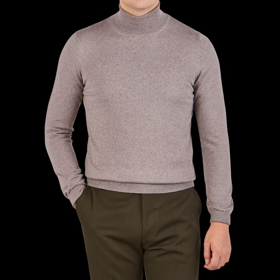 Gran Sasso Beige Extra Fine Merino Roll Neck Online