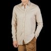 Stenströms Beige Melange Cotton Flannel Slimline Bd Shirt Hot