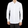 Mazzarelli White Micro Chevron Cotton Bd Slim Shirt Clearance