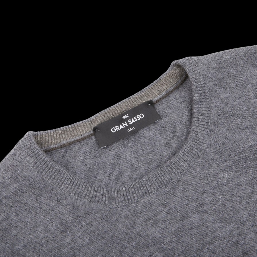 Gran Sasso Grey Melange Pure Cashmere Crewneck Wholesale