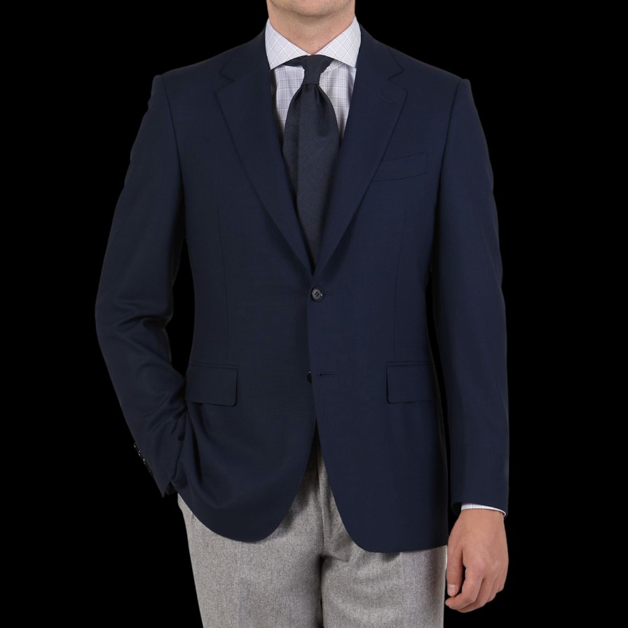 Canali Blue Wool Hopsack Travel Blazer Clearance