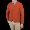 Universal Works Orange Wool Fleece Button Cardigan Best