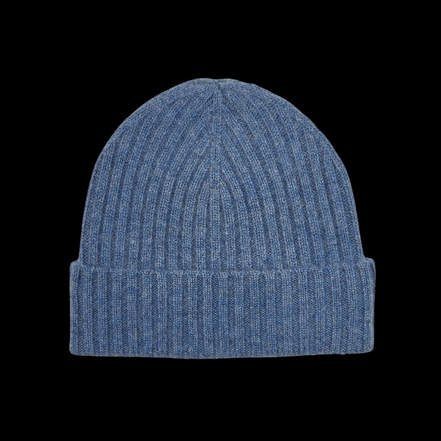 Amanda Christensen Light Blue Ribbed Cashmere Beanie Hot