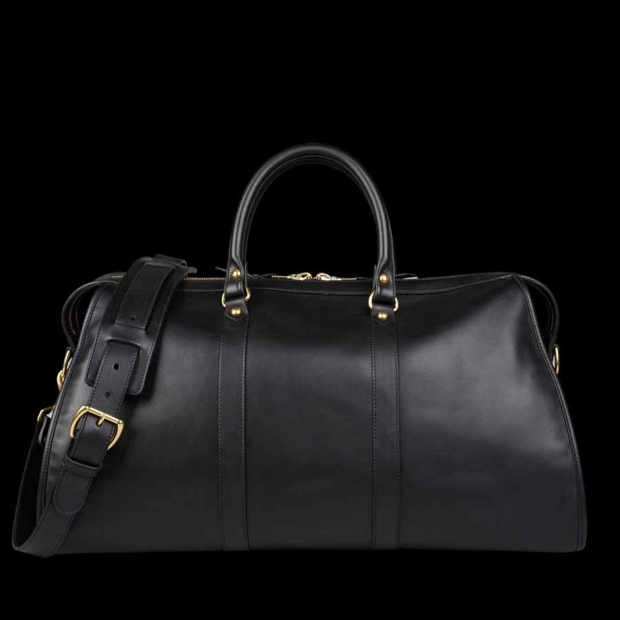 Frank Clegg Black Tumbled Leather Hampton Travel Duffle Best