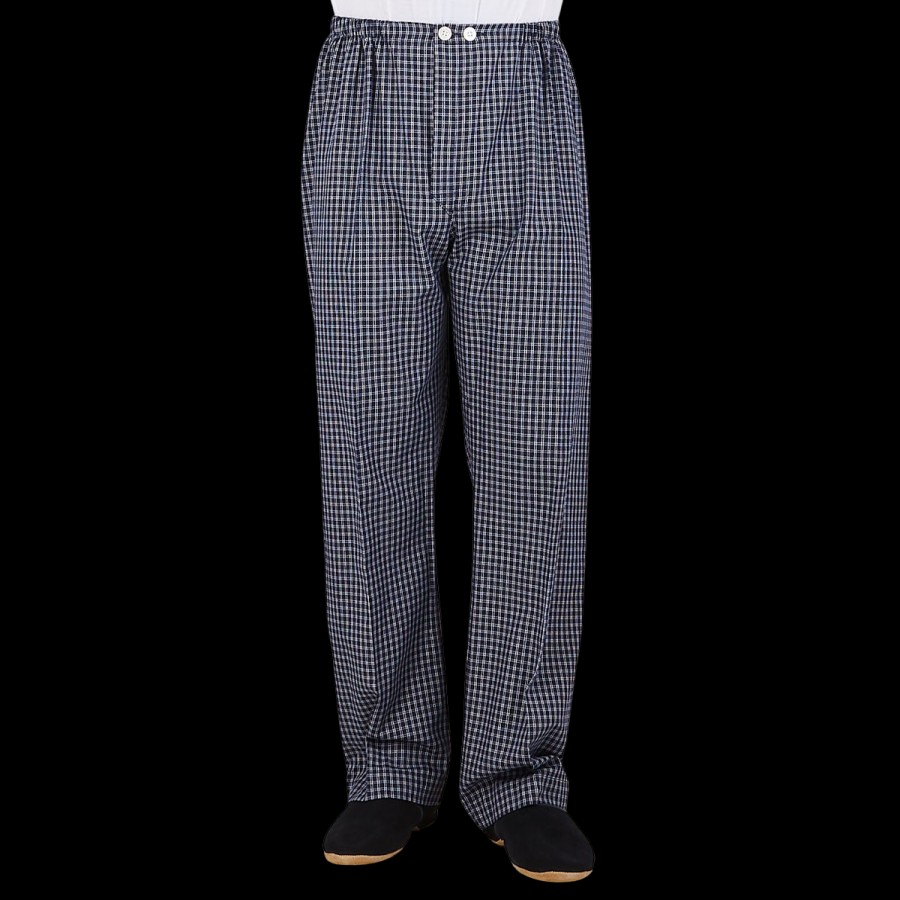 Derek Rose Navy Checked Cotton Classic Fit Pyjamas Wholesale