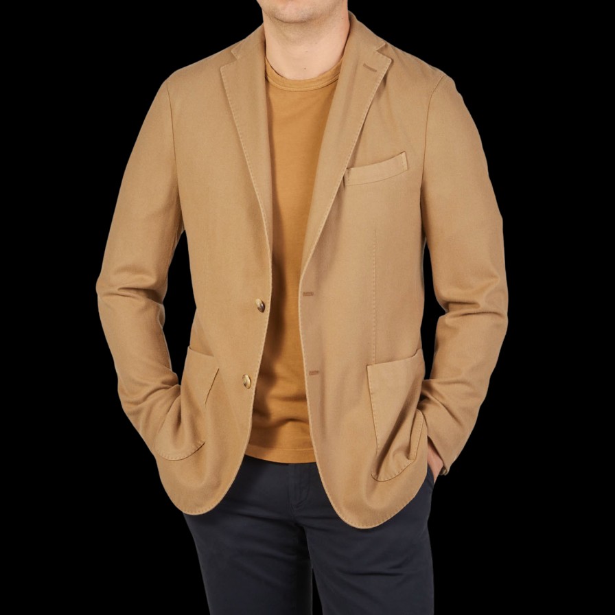 Boglioli Camel Beige Brushed Wool K Jacket New