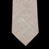 Dreaming Of Monday Light Brown Checked 7-Fold Linen Wool Tie Hot