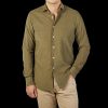 Xacus Olive Green Cotton Corduroy Casual Shirt New