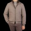 Fedeli Taupe Brown Cashmere Bruno Bomber Jacket Hot