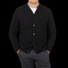 Universal Works Black Wool Fleece Button Cardigan New