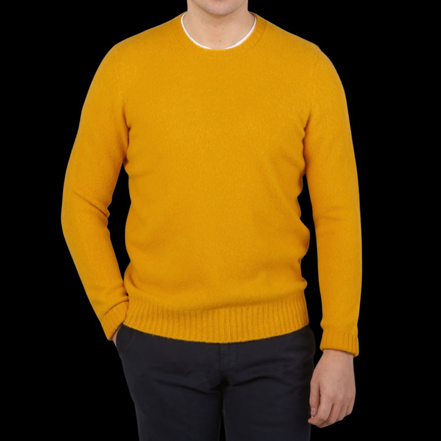 Drumohr Yellow Brushed Lambswool Crew Neck Sweater Online