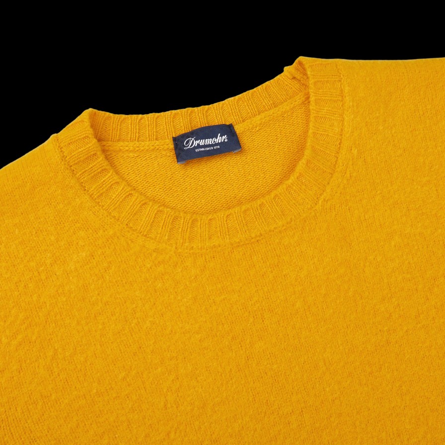 Drumohr Yellow Brushed Lambswool Crew Neck Sweater Online