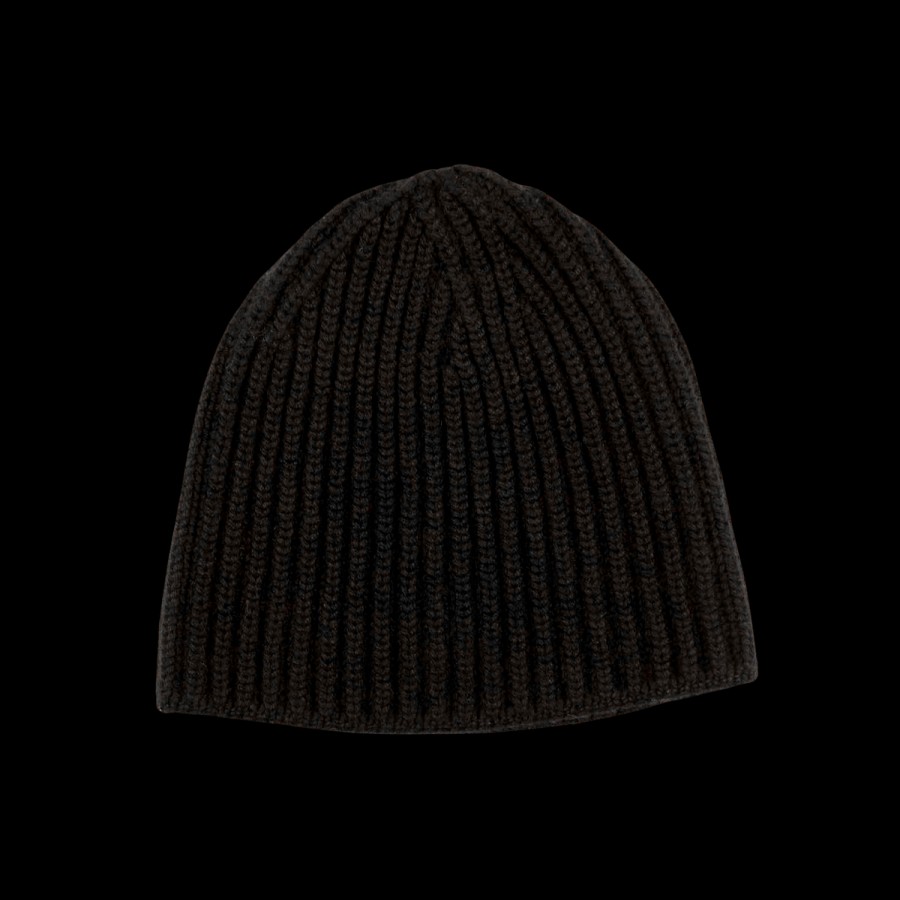 William Lockie Black Cashmere Ribbed Short Beanie Best