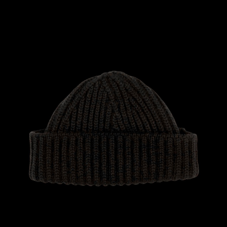 William Lockie Black Cashmere Ribbed Short Beanie Best