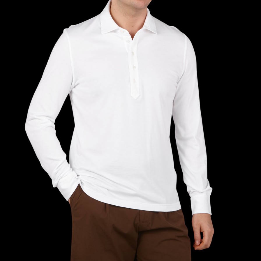 Fedeli White Giza Organic Cotton Polo Shirt Wholesale