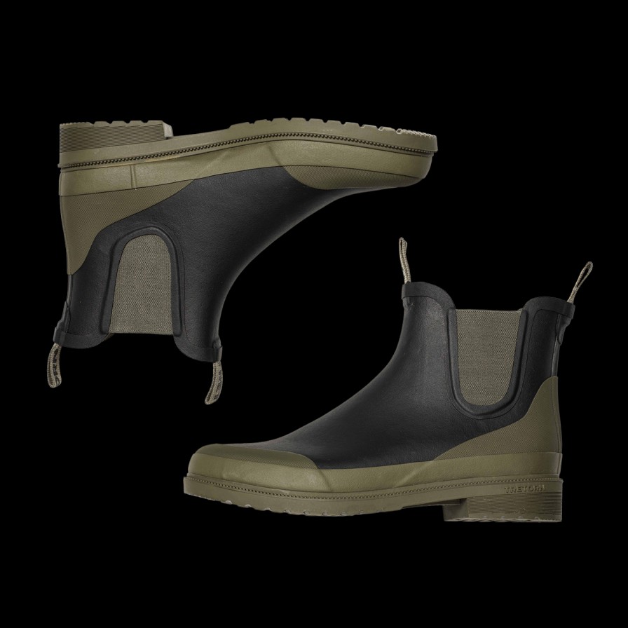 Tretorn Black Green Rubber Offroad Chelsea Boots Wholesale