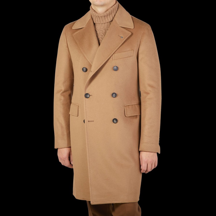 Tagliatore Camel Beige Brushed Wool Db Polo Coat Wholesale