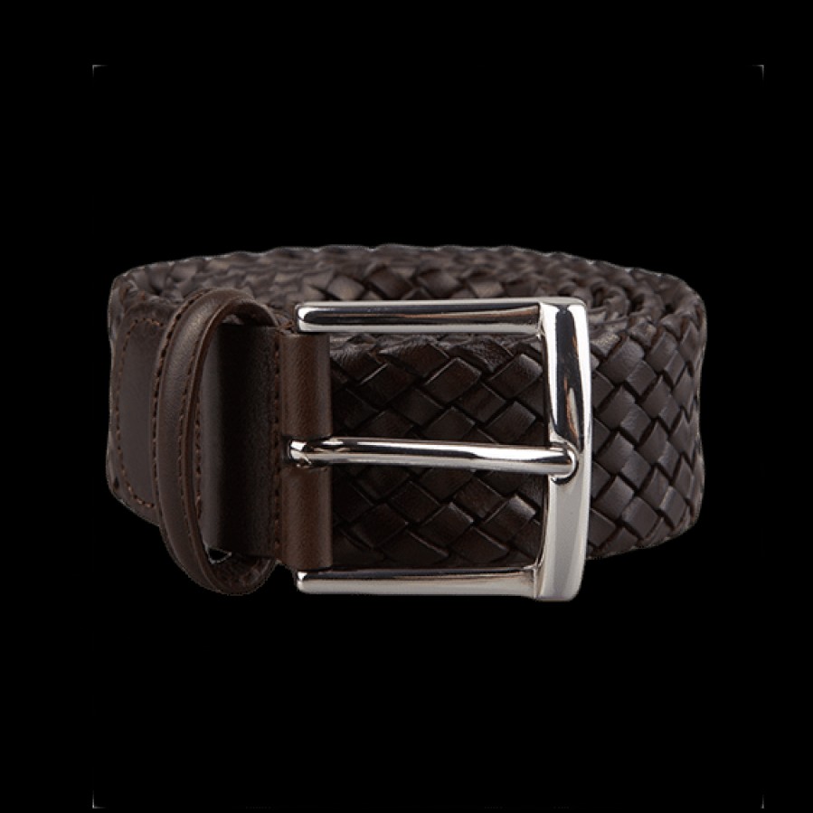 Andersons Brown Braided Leather 35Mm Belt Wholesale