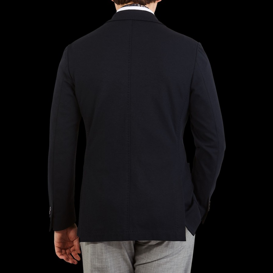 Canali Navy Cotton Jersey Unconstructed Blazer Hot