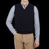 William Lockie Navy Blue Lambswool Slipover Best